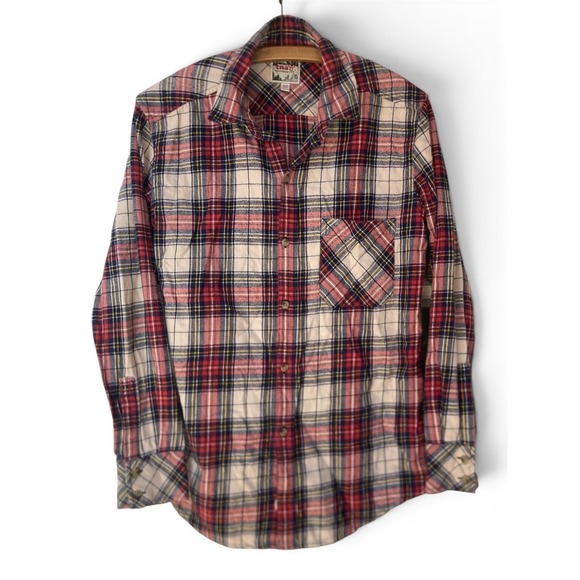 TNA Tops - TNA Aritzia Plaid Flannel Button Down Shirt Red White Blue Boyfriend Fit XS